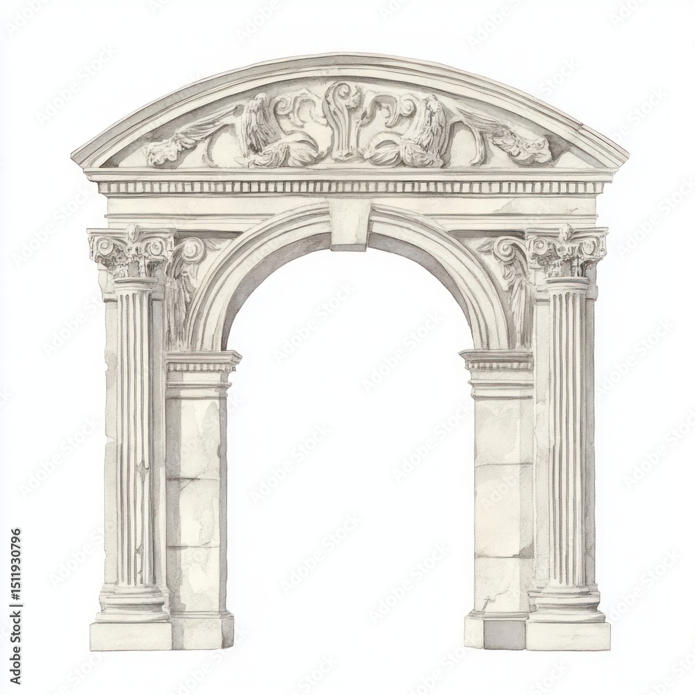 Naklejka premium An ancient greek Ornamental arch architecture arched person.