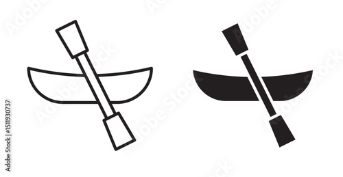 Canoe icon set flat style. Vector illustration collection.