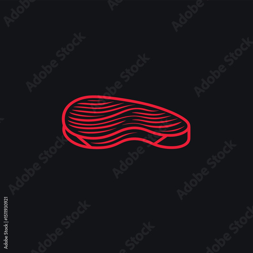 Vibrant Red Steak Illustration on Black Background