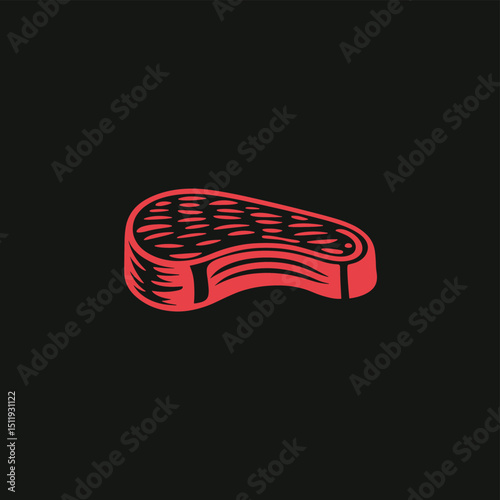 Vibrant Red Steak Illustration on Black Background