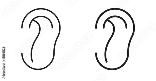Ear icon set flat style. Vector illustration collection.
