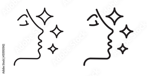Glowing skin icon set flat style. Vector illustration collection.