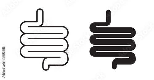 Intestine icon set flat style. Vector illustration collection.
