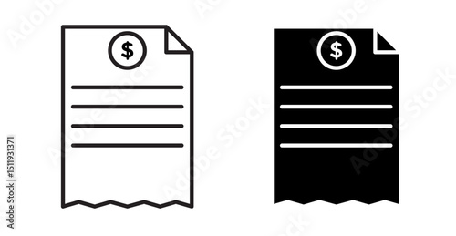 Receipt icon set flat style. Vector illustration collection.
