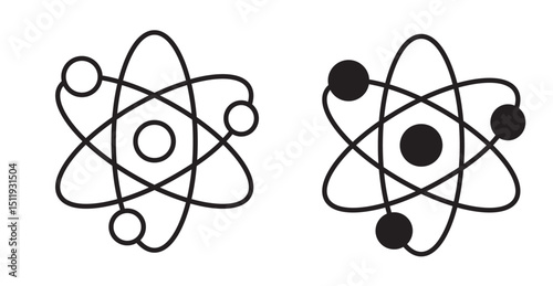 Atom icon set flat style. Vector illustration collection.