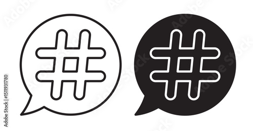 Hashtag icon set flat style. Vector illustration collection.