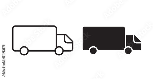 Delivery van icon set flat style. Vector illustration collection.