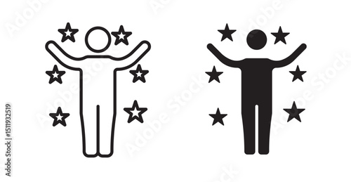 Success icon set flat style. Vector illustration collection.