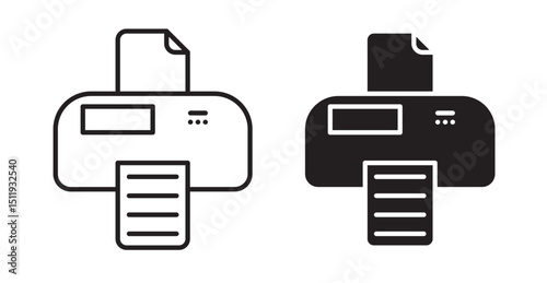 Print button icon set flat style. Vector illustration collection.