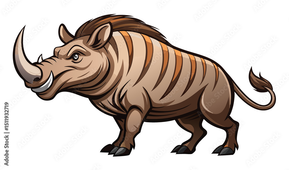 Fototapeta premium Powerful cartoon rhinoceros illustration