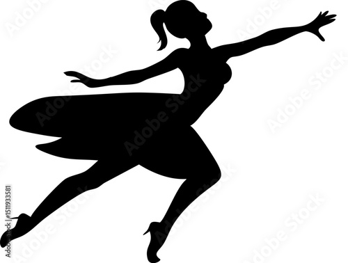 dancer mid twirl in spotlight   elegant silhouette.eps