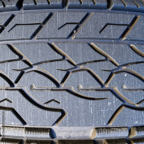Weathered Tire Tread – Faded Rubber Surface with Dust and Cracks, Ultra Close-Up