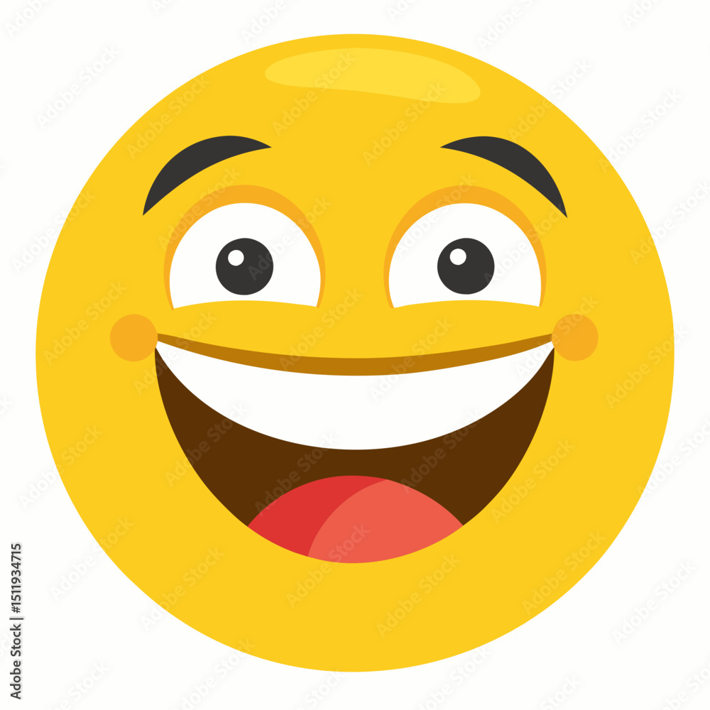 Fototapeta premium A 3d classic yellow color emoji with a big smile 