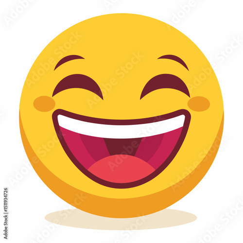A broad smile emoji with closed eyes radiates immense delight and contentment 