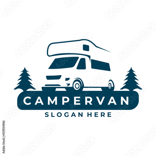Camp Van venture logo design vector template. Van adventure logo design vector template
