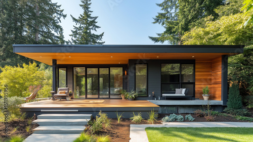 A modern accessory dwelling unit (ADU) designed for extra living space on a property