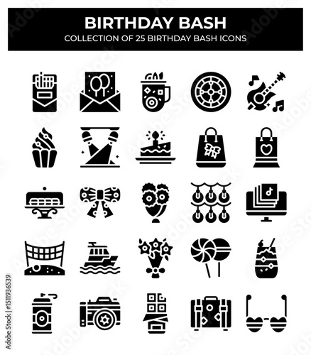 Birthday Bash. Collection of 25 Birthday Party Icons