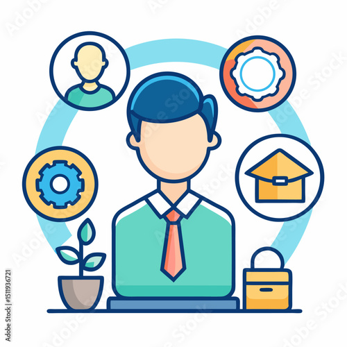 Employee onboarding icon on white background