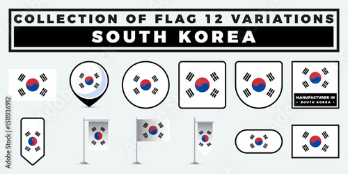 South Korea Flag Variations. A Collection of 12 Unique Designs