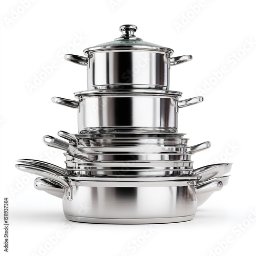 Stainless steel pots and pans set cookware kitchenware for cooking and food preparation utensils