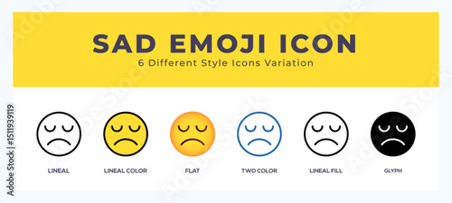 Sad emoji icon for web. mobile apps and ui.