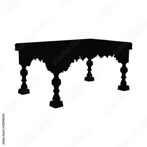 Ornate rectangular coffee table silhouette