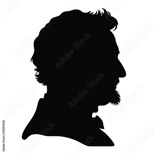Vintage Silhouette of a Bearded Man in Profile