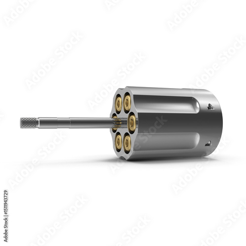 Revolver Cylinder with Bullets isolated on transparent background