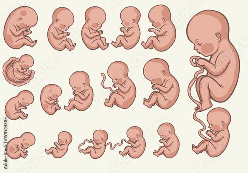 Illustration of Human Embryo Development Stages