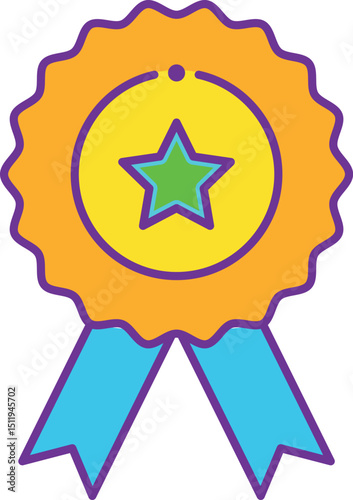 Badge star vector icon sign. Yellow, Orange, Green, Blue, Purple Color Badge symbol. Bright Star Award icon.	
