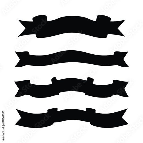Four simple ribbon banner silhouettes