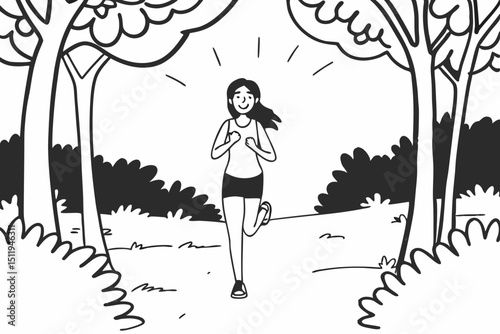 Happy athletic woman running while exercising in nature