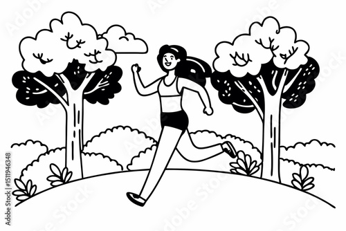 Happy athletic woman running while exercising in nature