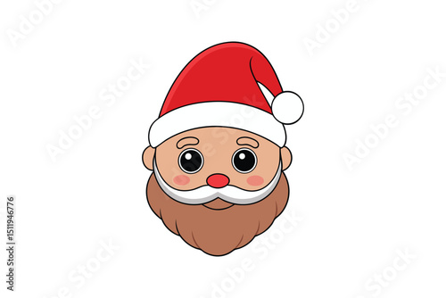 Cute Santa Claus Head with White Background
