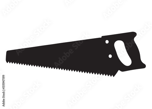 hand saw silhouette logo vector illustration, cutting wood logo icon silhouette, hand saw silhouette vector design, black illustration of a hand saw silhouette vector logo on white background