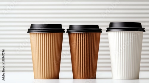 Wallpaper Mural An artistic arrangement of three textured coffee cups in natural colors, showcasing minimalist beauty and simplicity, perfect for a cozy coffee experience. Torontodigital.ca