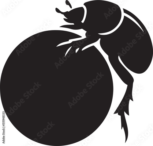 Dung beetle pushing a large ball of dung