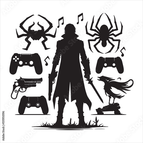 Gamer Vector Icon Pack | Console Controller, Weapons, Headset & Game Elements Design