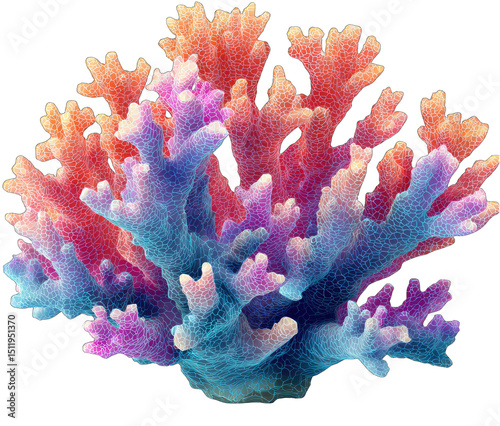 Vibrant coral reef colony, various colors