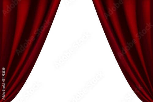Red silk or velvet curtains for theater stage or window decoration. Realistic3d vector