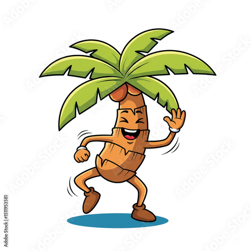 Cartoon palm tree character with a smiling expression