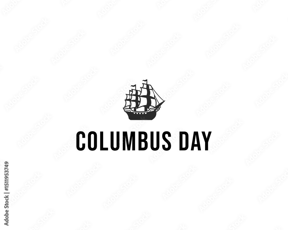Cruise Ship Vector Silhouette for Columbus Day - Modern black and white minimal vector silhouette illustration for Columbus Day themed holiday design. Cruise Ship Vector Silhouette for Columbus Day - Modern black and white minimal vector silhouette illustration for Columbus Day themed holiday design.