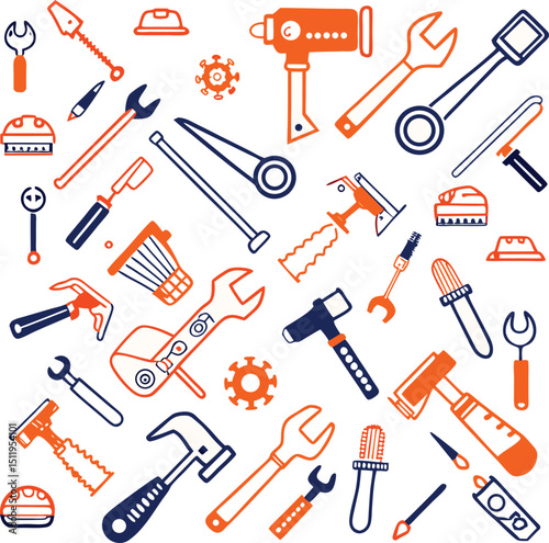 industrial tools icon set design 