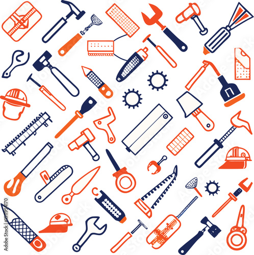 industrial tools icon set design 