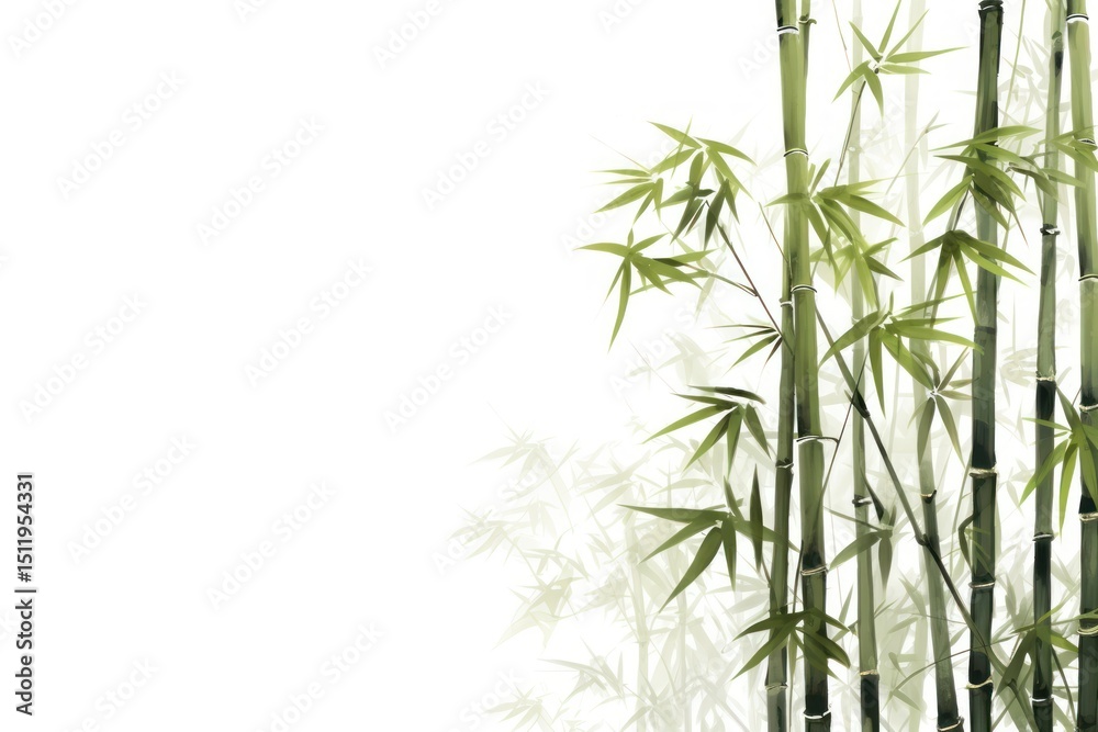 Fototapeta premium Bamboo jungle backgrounds plant white background.