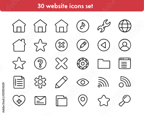 Website Icon Set – Web, Computer & Mobile App UI Symbols