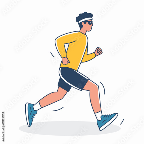 Energetic Man Jogging in Bright Athletic Gear