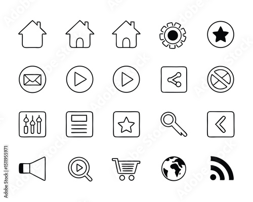 Website Icon Set – Web, Computer & Mobile App UI Symbols