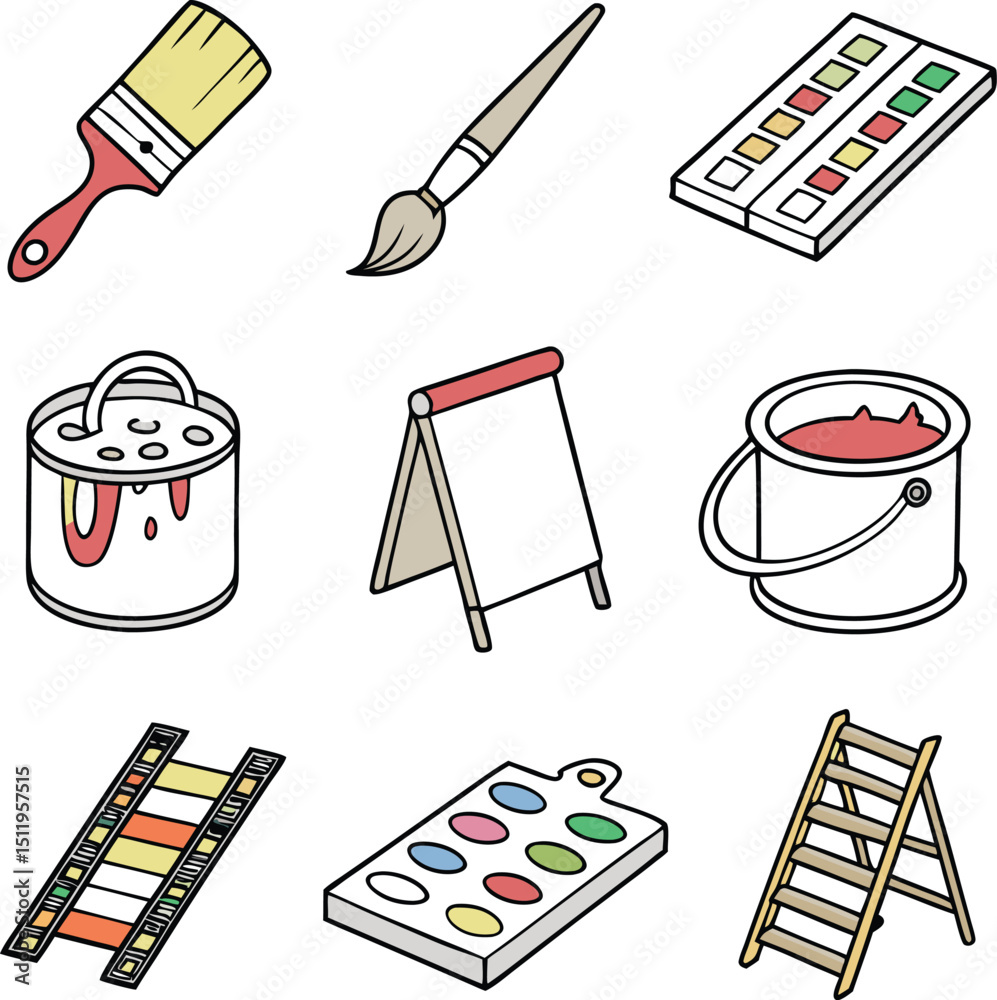 Paint brash vector icon set 