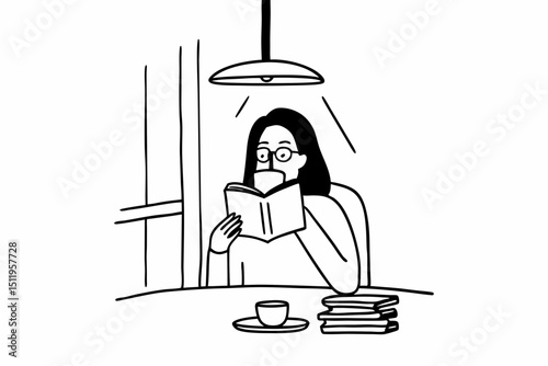 woman with glasses in cafe